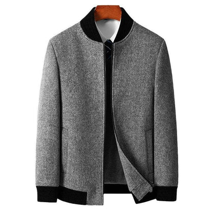 Buycenter Business Casual Woolen Jacket - Thickening Zippered Collar, Men’s - Buy Center US