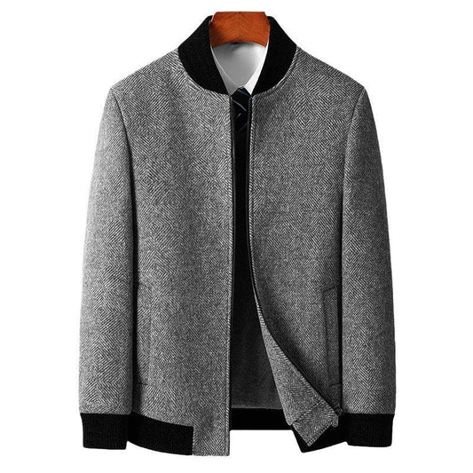 Buycenter Business Casual Woolen Jacket - Thickening Zippered Collar, Men’s - Buy Center US