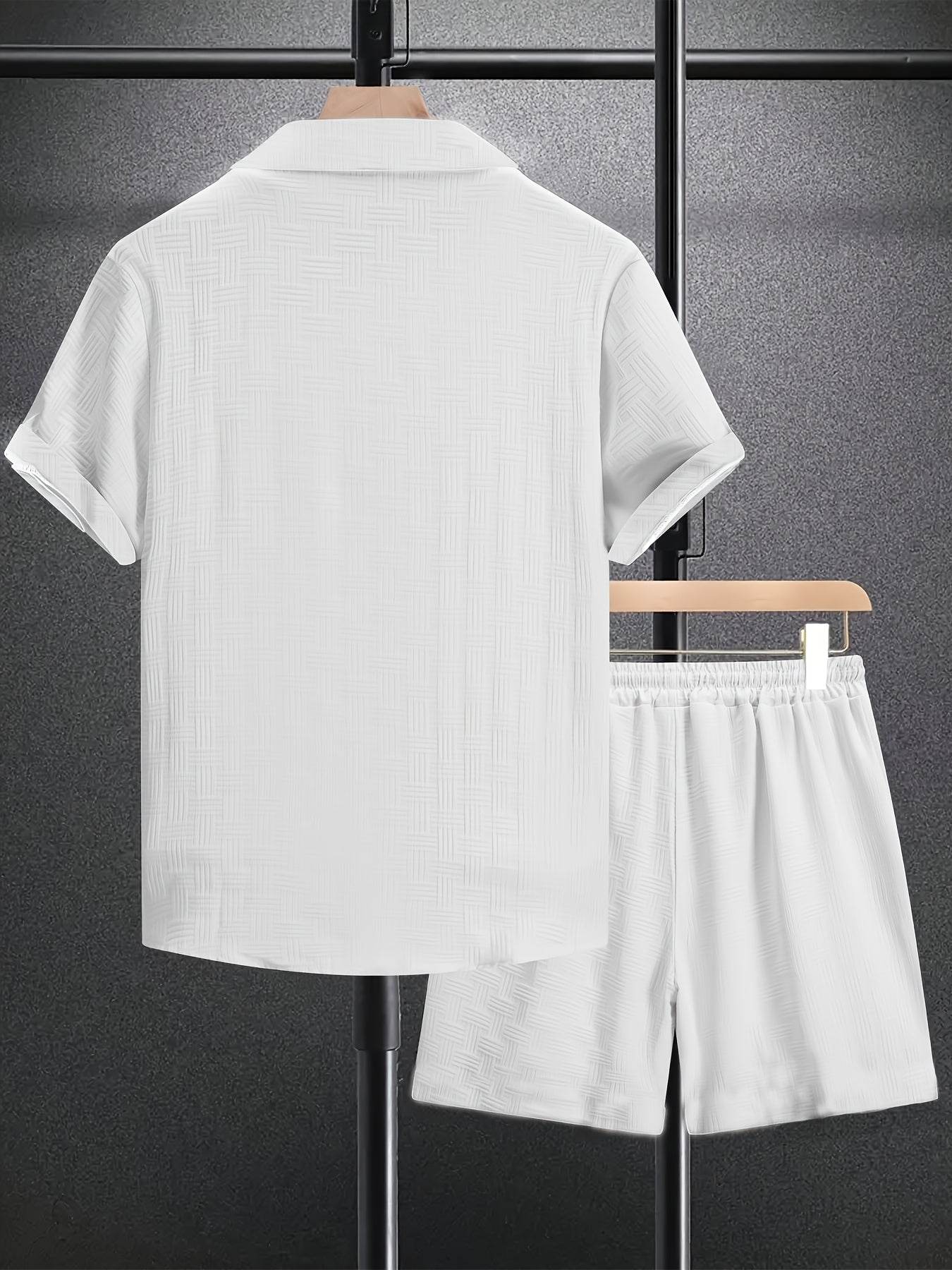 2025 Summer Men's Short-Sleeve Shirt - Casual Jacquard Stripes Set - Buy Center US