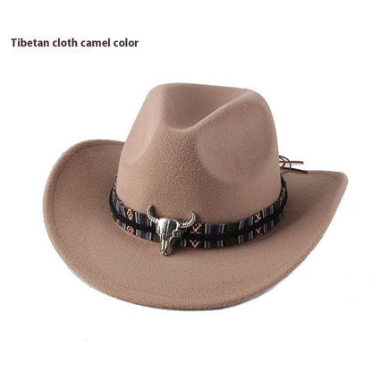 Woolen Cowboy Hat for Men & Women - Adjustable Ethnic Style Summer Accessory - Buy Center US