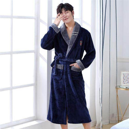 Buycenter Elegant Winter Flannel Robe Gown - Comfortable Casual Sleepwear - Buy Center US