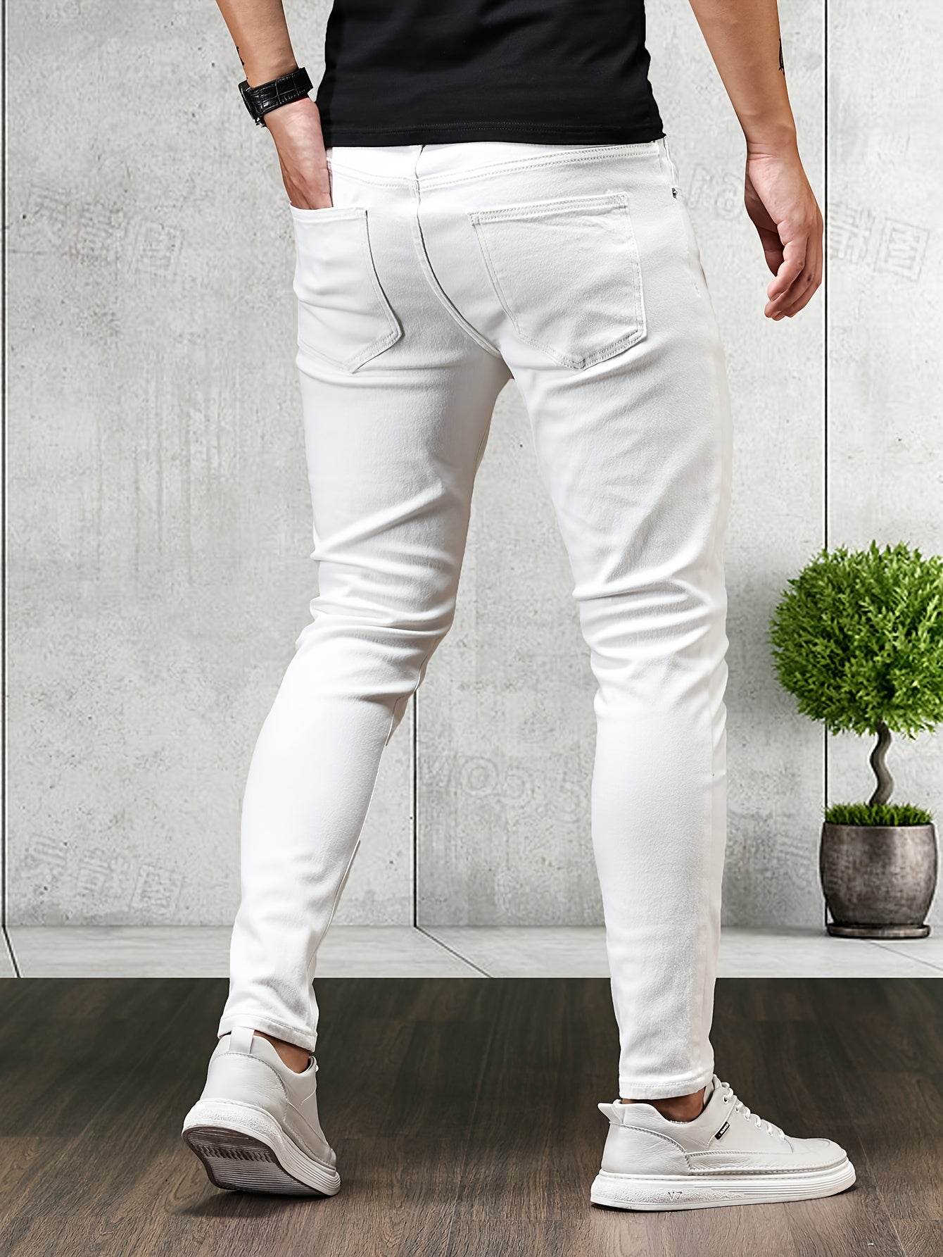 Men's Mustard Yellow Slim-Fit Jeans - All-Season Casual Comfort - Buy Center US