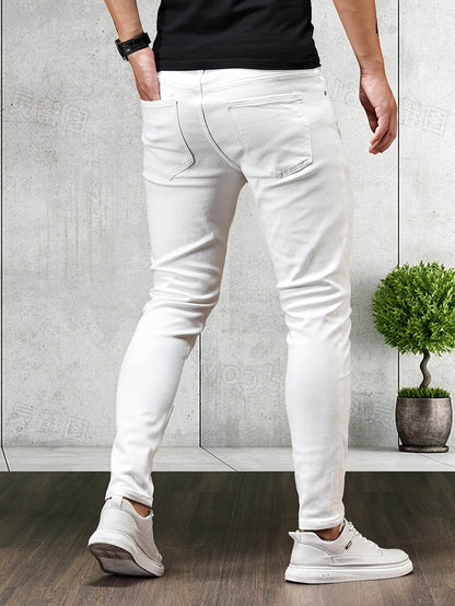 Men's Mustard Yellow Slim-Fit Jeans - All-Season Casual Comfort - Buy Center US