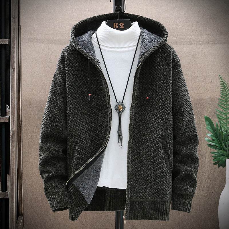 Buycenter Slim Fit Hooded Zipper Sweater for Men - Loose Cardigan Style - Buy Center US
