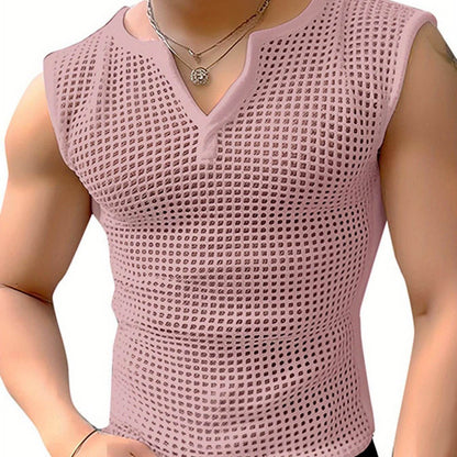 INCERUN Men’s Sexy Fishnet Vest - Hollow Notched Slim Beach/Club Wear - Buy Center US