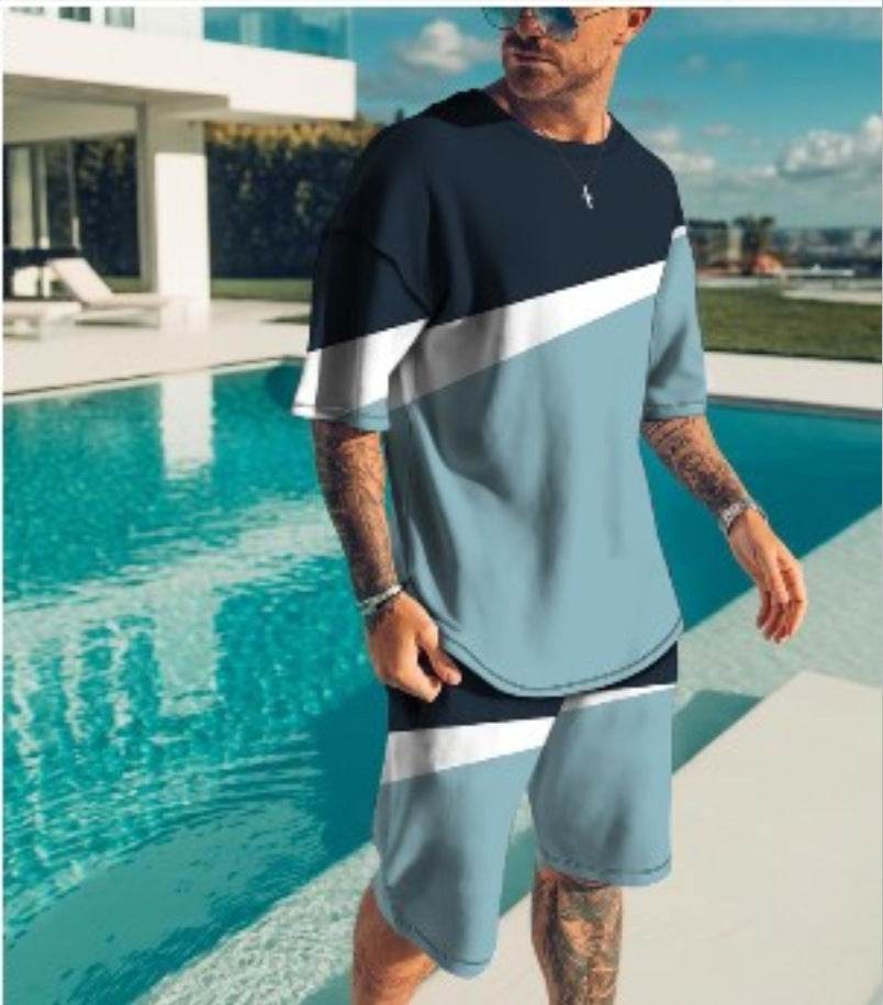 Men's Trendy Casual Beach Suit - 3D Textured Polyester Set - Buy Center US