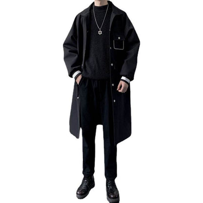 Buycenter Men's Mid-Length Overknee Overcoat - Stylish Creamy-White & Black - Buy Center US