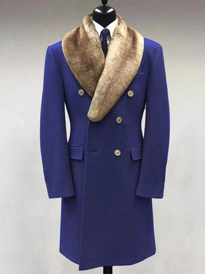Buycenter Men's Mid-length Woolen Polo Coat - Casual Solid Color Slim Fit - Buy Center US