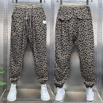 Men's Leopard Print Trousers - Loose Fit Casual Harem Pants - Buy Center US