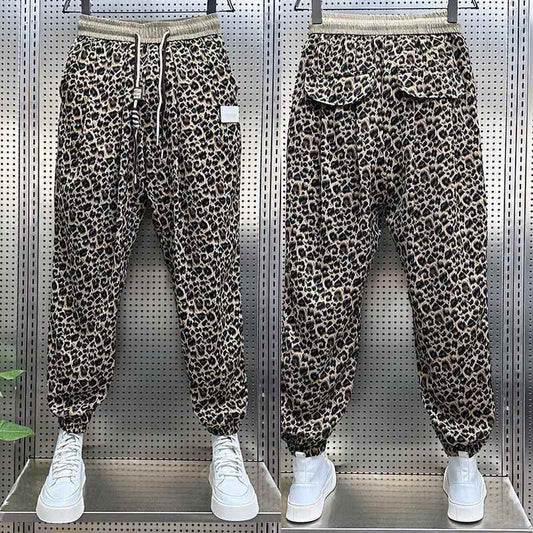 Men's Leopard Print Trousers - Loose Fit Casual Harem Pants - Buy Center US