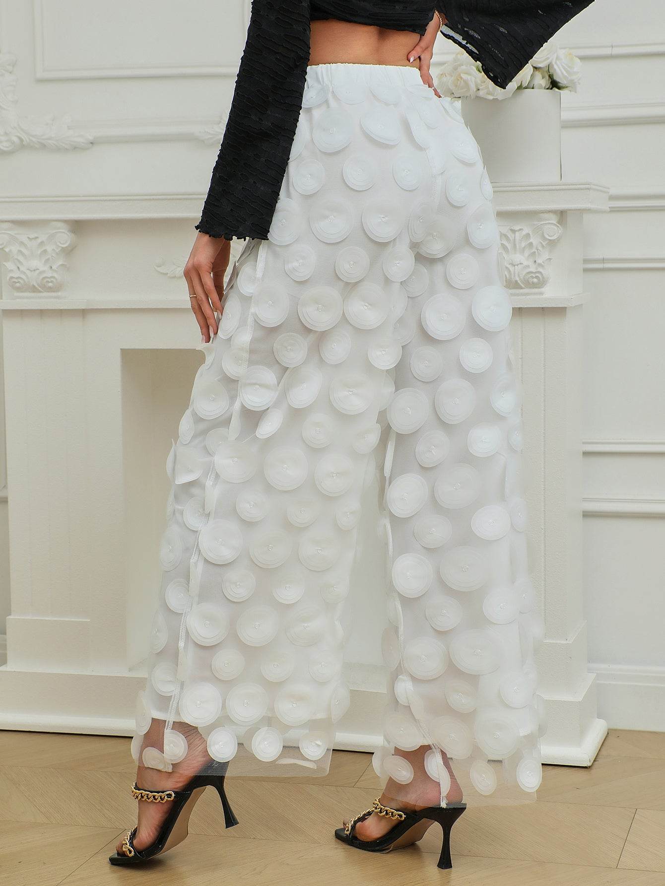 Stylish High Waist Straight Pants - Tassel Hollow Round Design for Ladies - Buy Center US