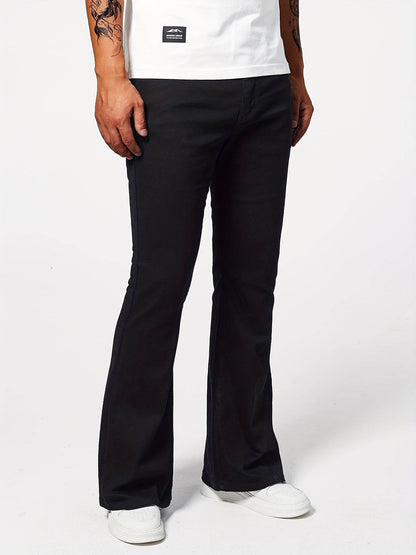 Men's Solid Denim Flare Pants - Casual Slim-fit Jeans with Pockets - Buy Center US