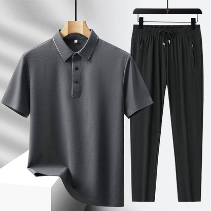 Buycenter Men's Light Luxury Polo Shirt & Trousers Sports Leisure Suit - Buy Center US