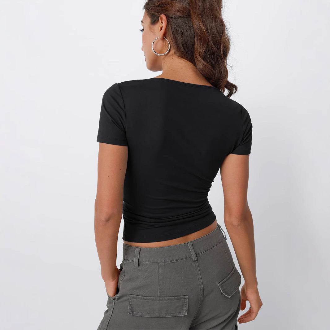 Slim Fit Round Neck Tops - Hot Girl Style for Going Out, Available in 4 Colors - Buy Center US