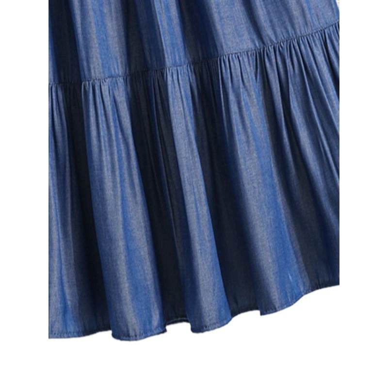All-Match Ice Silk Denim Skirt for Women - Elastic Waist, A-Line Design - Buy Center US