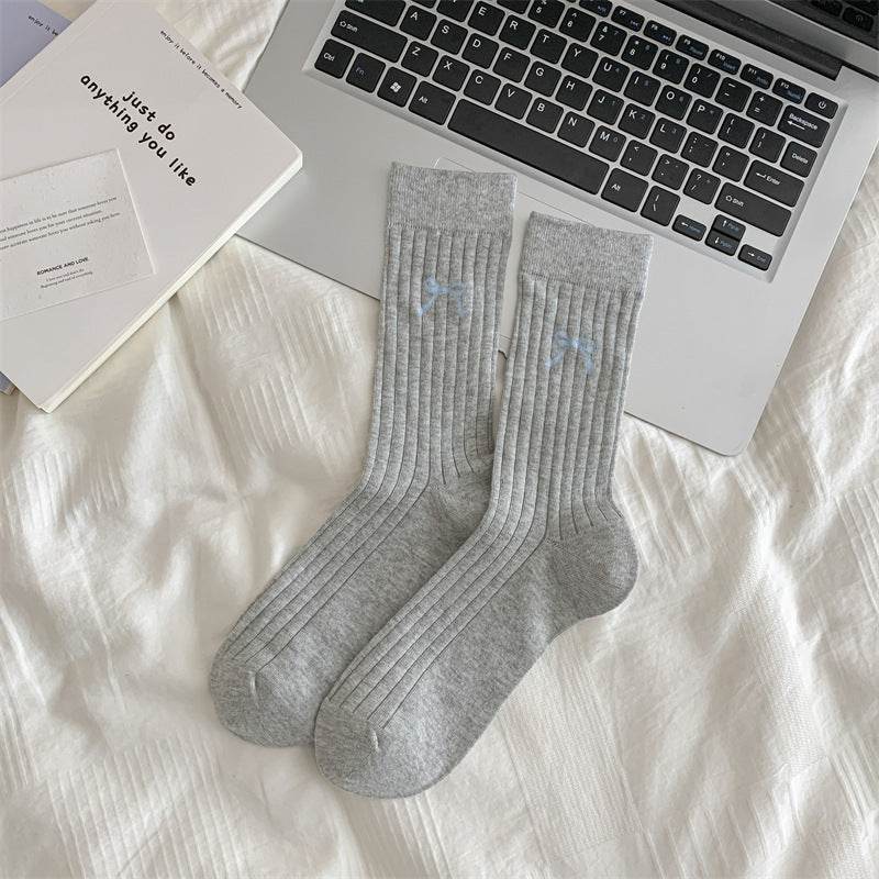 Cute Girl Bow Tube Socks - Breathable Cotton, Mid-Calf Length - Buy Center US