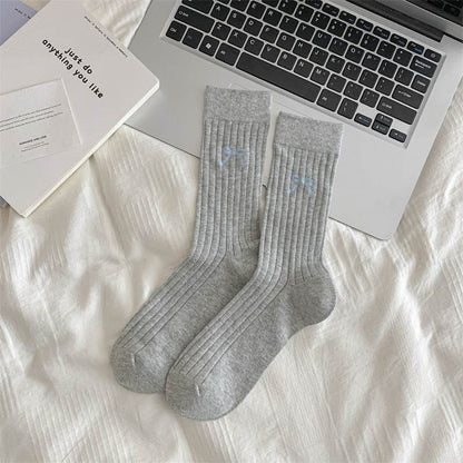 Cute Girl Bow Tube Socks - Breathable Cotton, Mid-Calf Length - Buy Center US