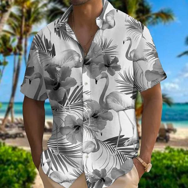 Plus Size Men's Floral Short Sleeve Shirt - Stylish Summer Cardigan - Buy Center US