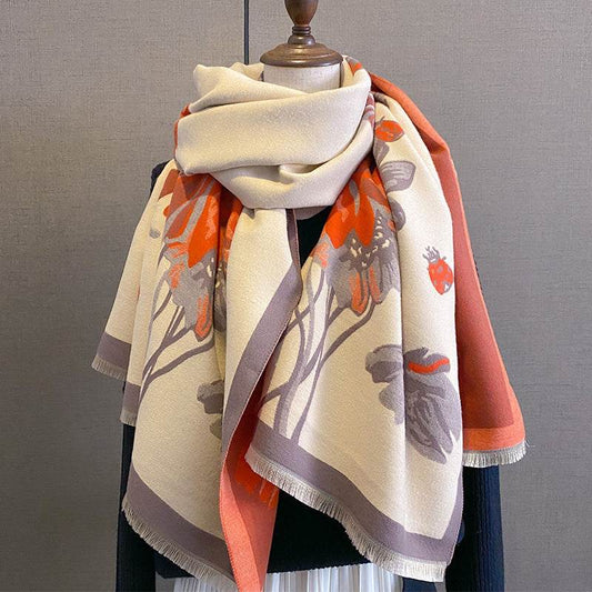 Cozy Double-sided Winter Scarf - Thicken Imitation Cashmere Shawl - Buy Center US