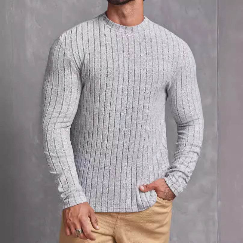 Casual Solid Color Round Neck Pullover T-shirt - Slim Fit for All Seasons - Buy Center US