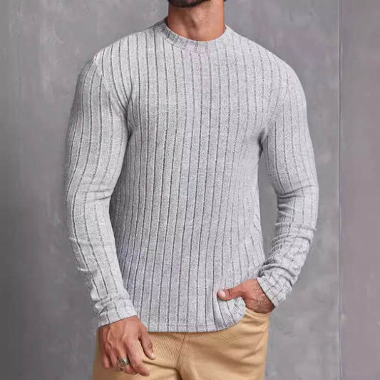 Casual Solid Color Round Neck Pullover T-shirt - Slim Fit for All Seasons - Buy Center US