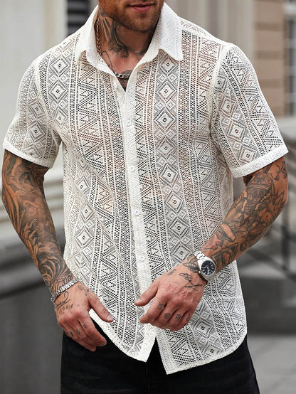 Men’s Casual Knit Open Sweater - Lightweight Lapel Summer Shirt - Buy Center US