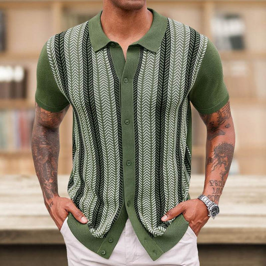 Men's Casual Striped Jacquard Sweater - Stylish Tencel for Summer - Buy Center US