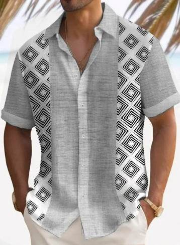Buycenter Men's Short Sleeve Striped Beach Shirt - Casual & Stylish Fit - Buy Center US