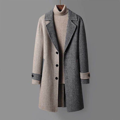 Buycenter Men's Mid-Length Woolen Coat - Korean Style Loose Fit - Buy Center US
