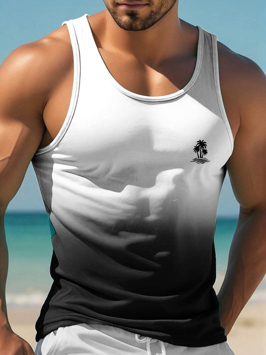 Men’s Gradient Tank Top - Casual Slim Fit, High Stretch Polyester - Buy Center US
