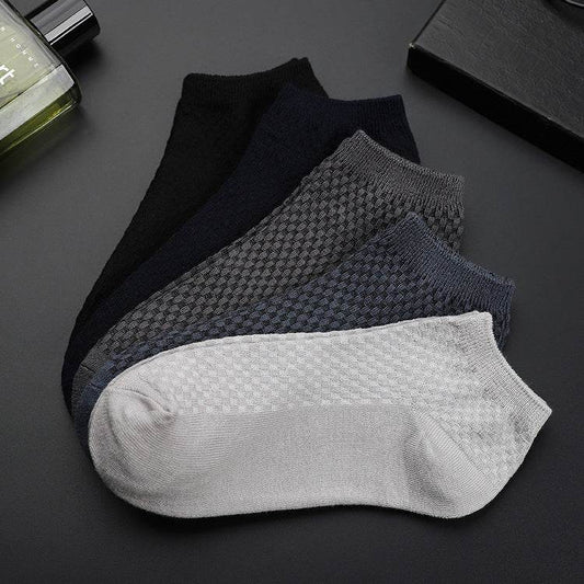 Buycenter Men's Ankle Socks - Bamboo Fiber, Plaid, Short Tube Design - Buy Center US