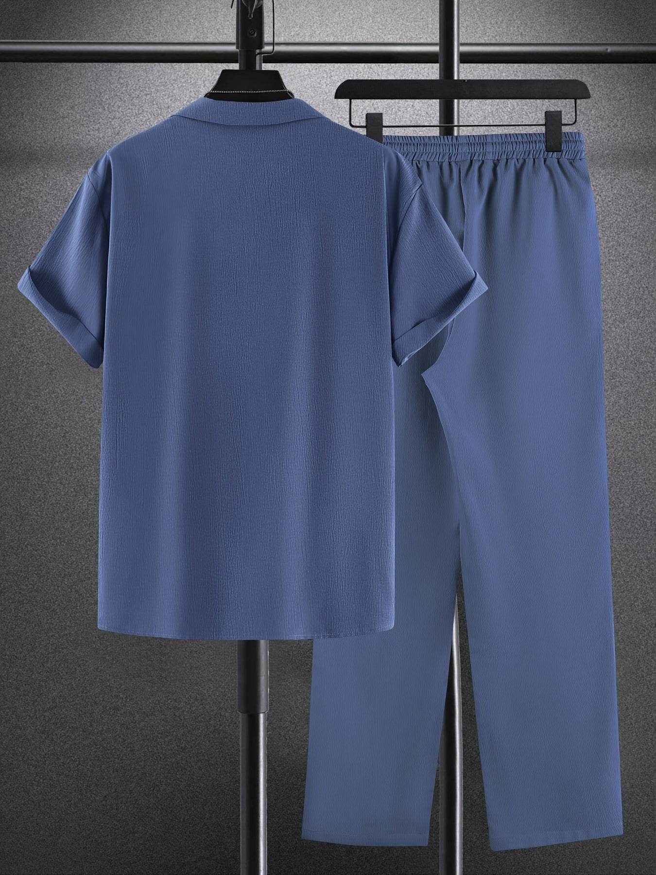 Men's Casual Outfit Set - Western-Style Shirt & Shorts, Machine Washable - Buy Center US