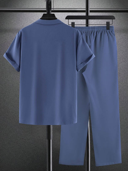 Men's Casual Outfit Set - Western-Style Shirt & Shorts, Machine Washable - Buy Center US