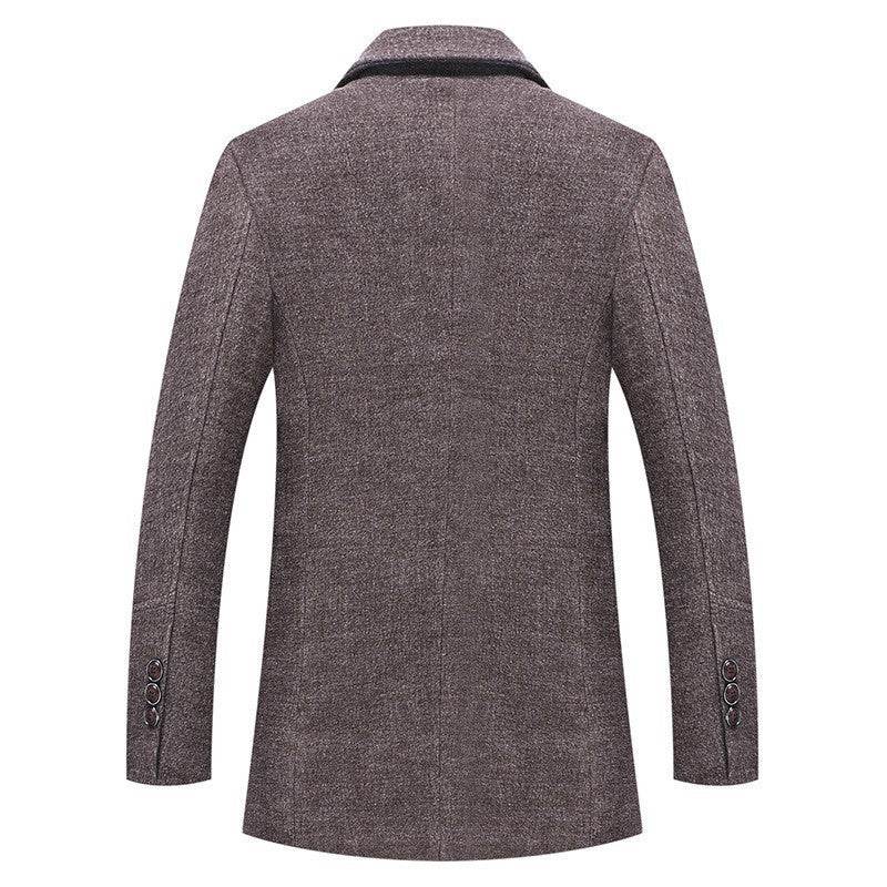Buycenter Men's Woolen Coat with Polo Collar & Cotton Scarf - Fall Winter Style - Buy Center US