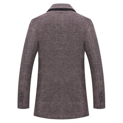 Buycenter Men's Woolen Coat with Polo Collar & Cotton Scarf - Fall Winter Style - Buy Center US