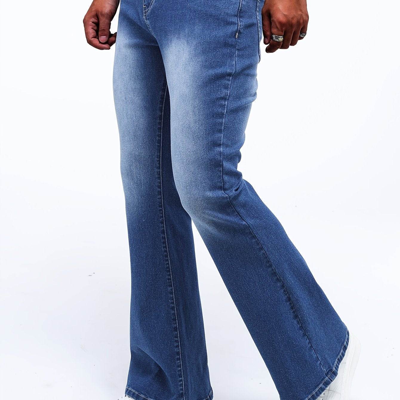 Men’s Classic Stretch Flare Jeans - Slim Fit Denim, Solid Washed Design - Buy Center US
