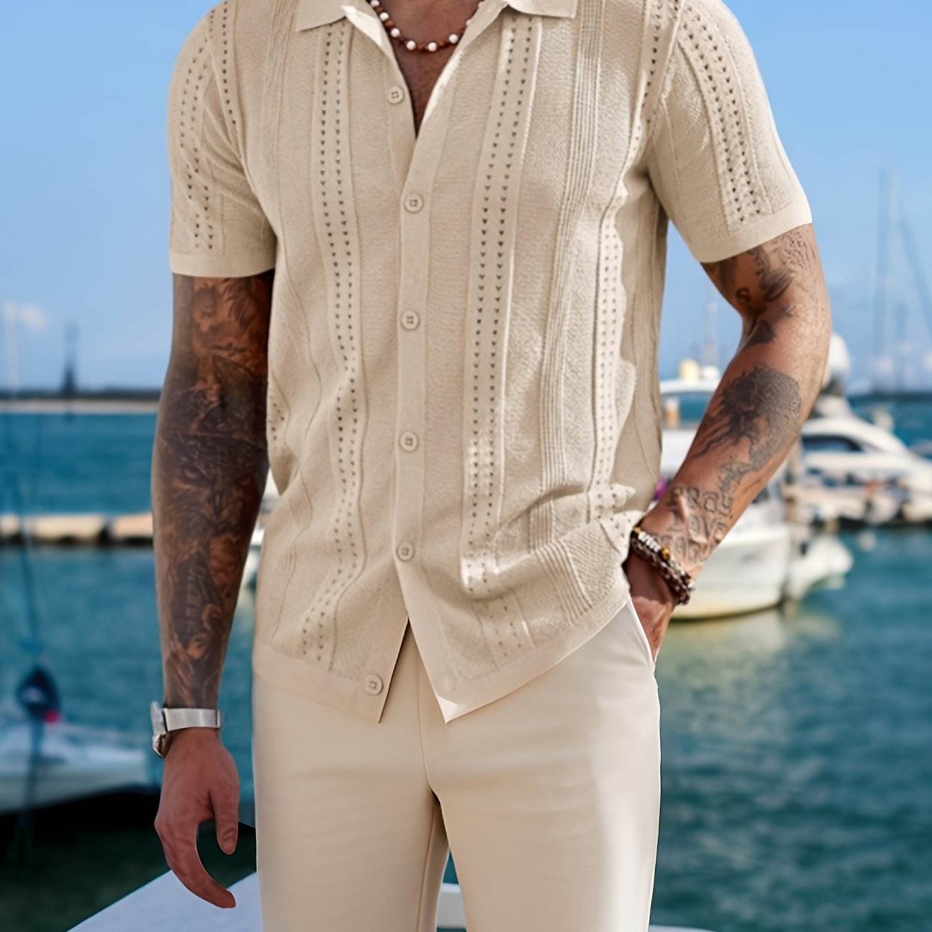 Men's Short-Sleeved Shirt and Shorts Suit - Casual Spring Fashion Set - Buy Center US