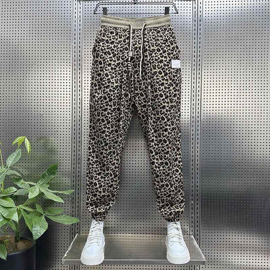Men's Leopard Print Trousers - Loose Fit Casual Harem Pants - Buy Center US