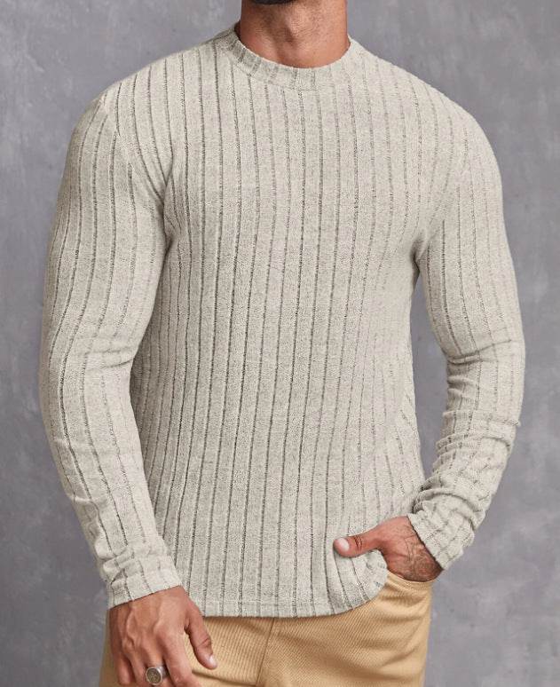 Casual Solid Color Round Neck Pullover T-shirt - Slim Fit for All Seasons - Buy Center US
