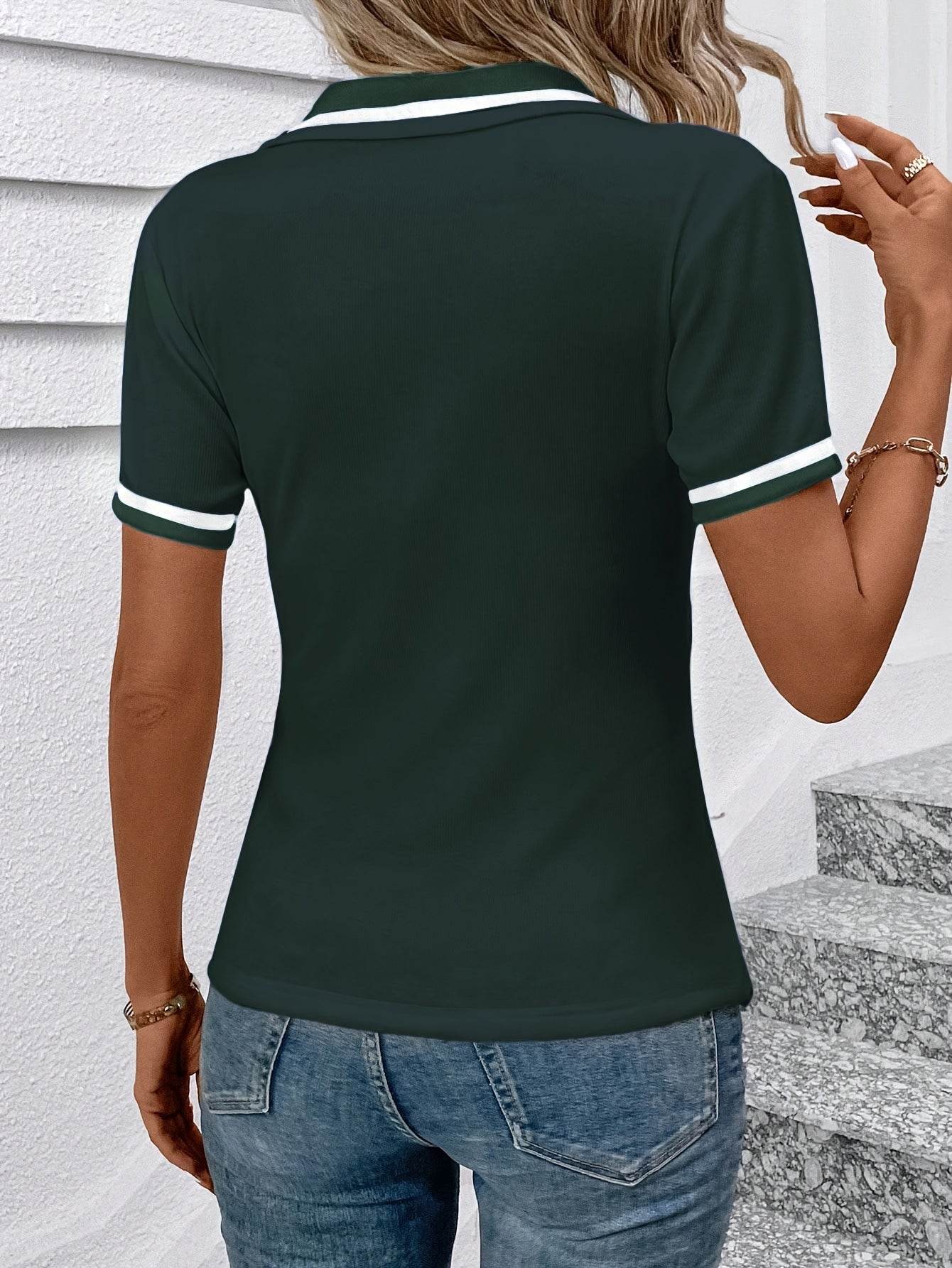 Chic Black Shirt White Accents Versatile Style - Buy Center US