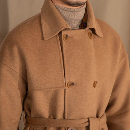 Buycenter Men's Wool Drop Shoulder Coat - Casual Mid-Length Design - Buy Center US