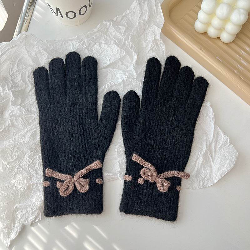Cozy Autumn & Winter Bow Finger Gloves - Warm Acrylic, Cute Styles - Buy Center US