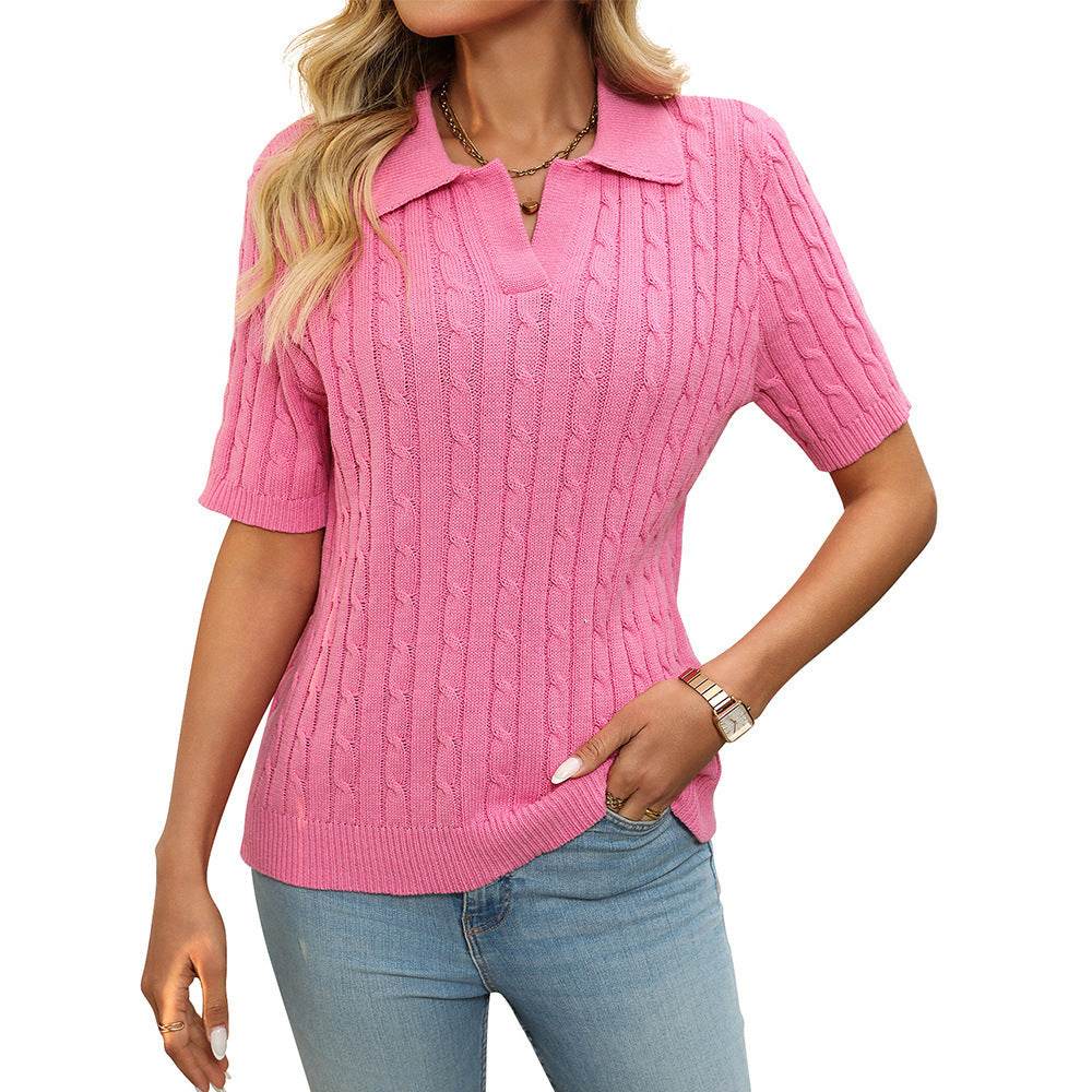 Stylish V-Neck Knitted Pullover - Available in Multiple Colors & Sizes - Buy Center US