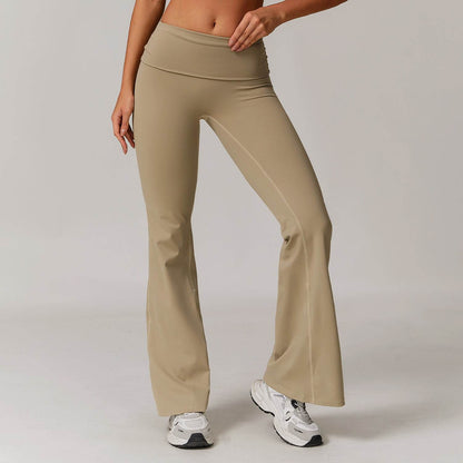 Women's High Waist Yoga Pants - Casual, Folding Design for Fitness - Buy Center US