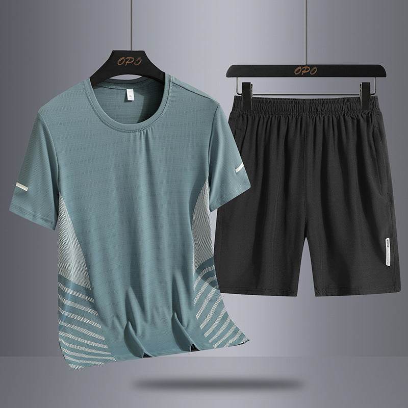 Buycenter Men's Summer Suit - Ice Silk Quick-Drying T-Shirt & Shorts Set - Buy Center US
