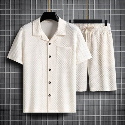 Buycenter Men's Short Sleeve Shorts Suit - Fashionable Two-Piece Set - Buy Center US