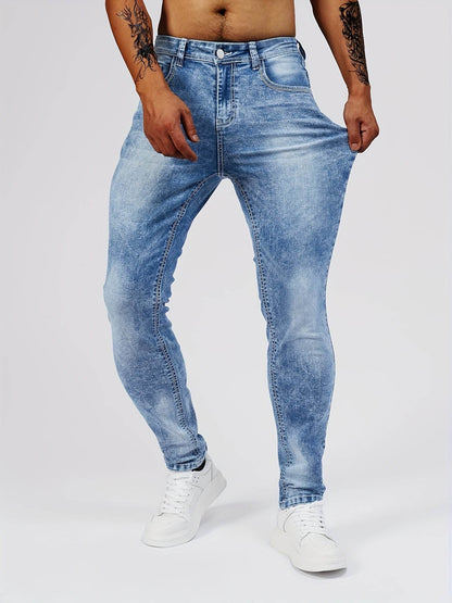 Trendy Solid Denim Pants for Men - Skinny Fit Casual Jeans - Buy Center US