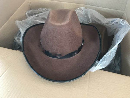 Western Five Nail Cowboy Hat for Kids & Adults - Flat Eaves, Sun Protection - Buy Center US