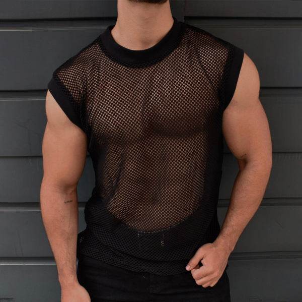 Men's See-through Mesh Casual Vest - Lightweight Summer Sleeveless Top - Buy Center US