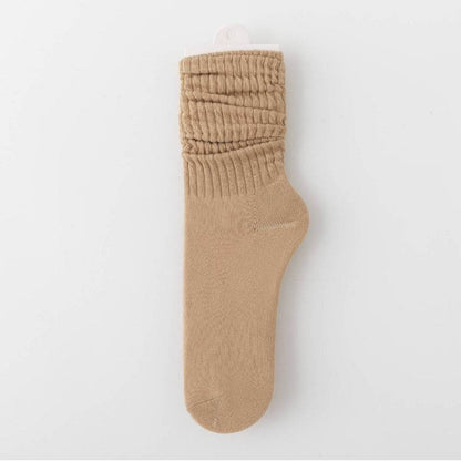 Stylish Pile Style Maillard Socks for Women - High Cylinder, Solid Colors - Buy Center US